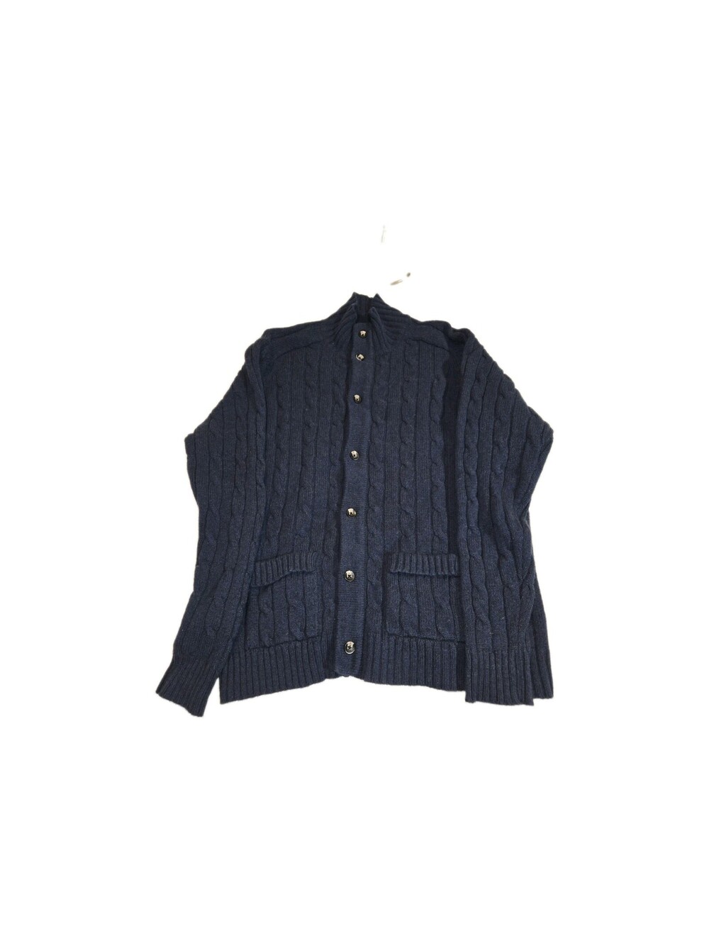 Samual Windsor Mens XXL 💯 wool Cardigan Navy Cable-knit Grandpa Dad Core